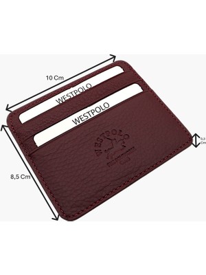 Westpolo Unisex Süper Slim Para Bölmeli Hakiki Deri Ince Kartlık Cüzdan 6 Bölmeli - Mat Mor