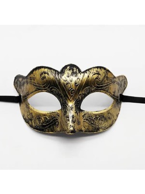 EkoAlışverişDünyam Altın Renk Eskitme Maskeli Balo Maskesi – Venedik Tarzı Parti Maskesi