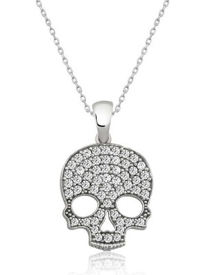 925 Ayar Gümüş Kuru Kafa Kadın Gümüş Kolye