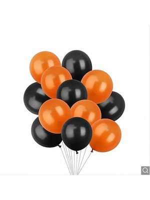 Feyza Design 30 Adet Çok Renkli Metalik Balon - Siyah ve Turuncu