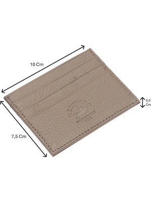 Westpolo Hakiki Deri Slim Ince Unisex Kartlık - Vizon