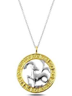 925 Ayar Gümüş Gold Oğlak Burcu Gümüş Kolye