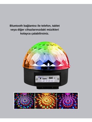 Alvo Store Buğz LED Disko Küresi Bluetooth Hoparlörlü Ritimle Senkronize Döner Işıklı - Buğz