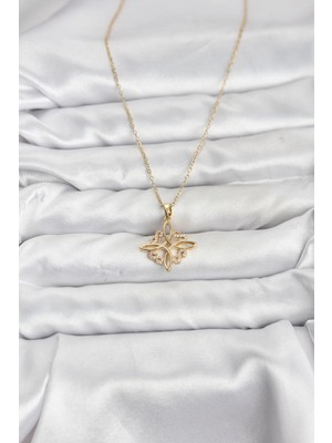 Alvo Store Buğz 316L Çelik Zincir Gold Renk Sonsuzluk Model Zirkon Taşlı Kadın Kolye - Buğz