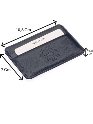 Westpolo Hakiki Deri Unisex Ince Kartlık - Lacivert