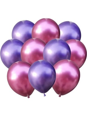 Feyza Design Mor-Pembe Krom Balon 20 Adet - Çok Renkli Balonlar
