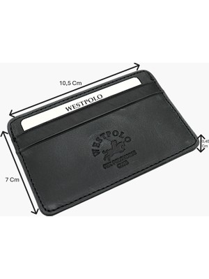 Westpolo Eskitme Hakiki Deri Unisex Ince Kartlık - Antrasit