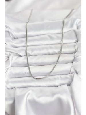 Alvo Store Buğz 316L Çelik Zincir Gümüş Renk 60 cm Yılan Zincir Kadın Kolye - Buğz