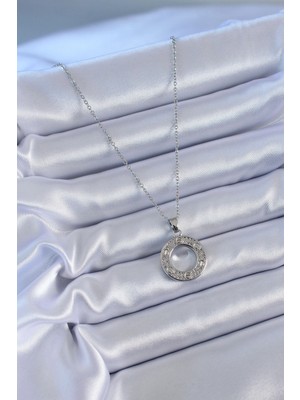 Alvo Store Buğz 316L Çelik Gümüş Renk Zirkon Taşlı Model Kadın Kolye - Buğz