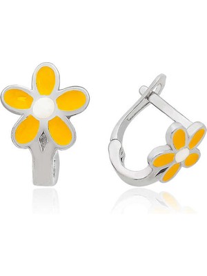 EkoAlışverişDünyam ​925 Ayar Gümüş Sarı Çiçek Çocuk Küpesi T3907 (1124)