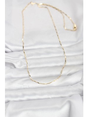 Alvo Store Buğz cm 14K Gold Renk Çubuk Kesme Zincir Model 60 cm Kadın Kolye - Buğz