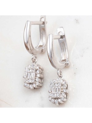 Gümüş Baget Taşlı Kadın Küpe