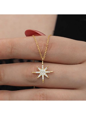 Gümüş Gold Kutup Yıldızı Kadın Kolye