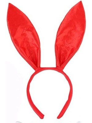 Alvo Store Buğz Kırmızı Saten Şekil Verilebilir Tavşan Kulak Taç