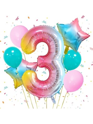 Feyza Design Pembe Folyo Balon Seti 3 Yaş Için Eğlenceli Parti Malzemeleri