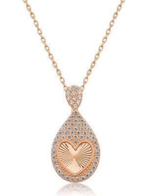 925 Ayar Gümüş Damla Kalp Kadın Gümüş Kolye