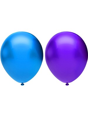 Feyza Design Metalik Balon Seti 30 Adet Koyu Mavi ve Mor