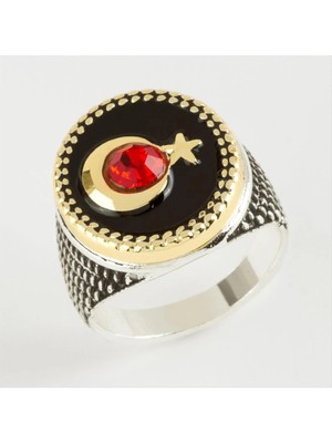 Zero Land Gld-Spt- Ay Yıldız Metal Erkek Yüzük-Sarı