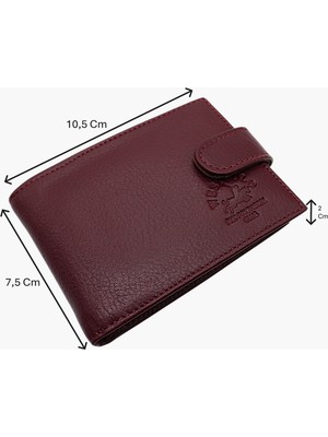Westpolo Hakiki Deri Bol Şeffaf Kart Bölmeli Patlı Unisex Kartlık - Bordo