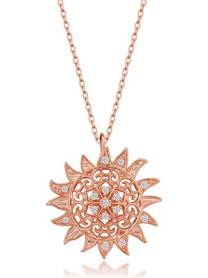 925 Ayar Gümüş Rose Güneş Kadın Kolye