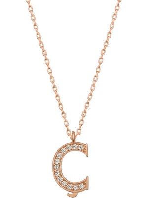 925 Ayar Gümüş Rose Ç Harfi Kadın Gümüş Kolye