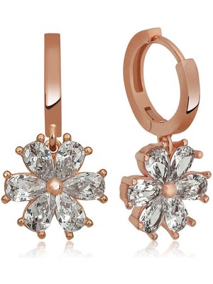 Gümüş Beyaz Çiçek Küpe