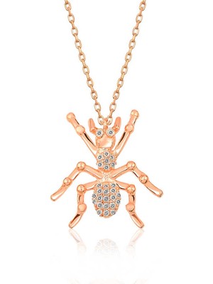 925 Ayar Gümüş Rose Örümcek Kadın Gümüş Kolye