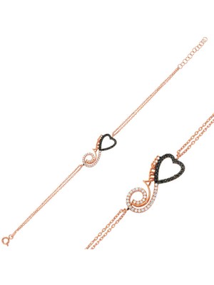 Gümüş Rose Kalpli Sonsuzluk Annem Bileklik