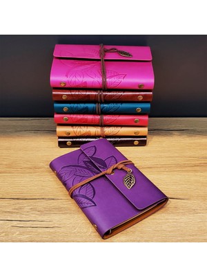 Yaprak Desenli Deri Defter