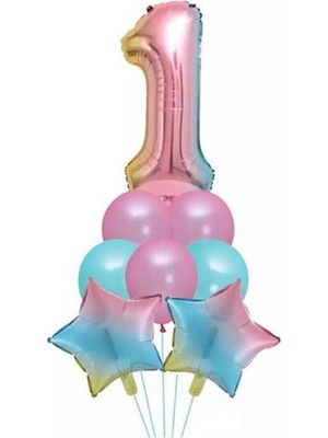 Feyza Design Pembe Unicorn Balon Seti 1 Yaş Doğum Günü Için