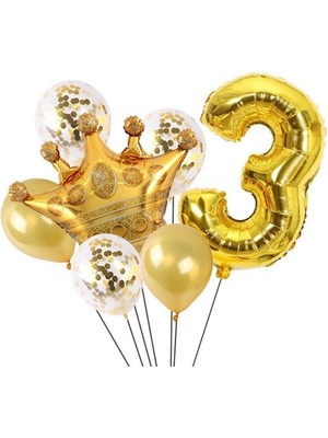 Feyza Design Altın Kral ve Kraliçe Taçlı Folyo Balon Seti 3 Yaş Için