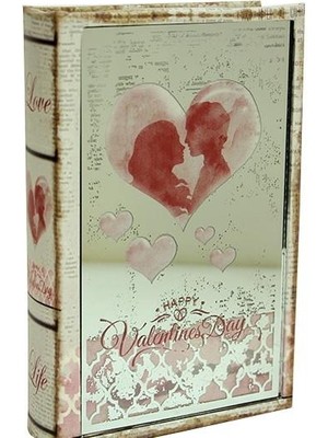 Kutu Kitap Aynalı Valentine Dekoratif Hediyelik