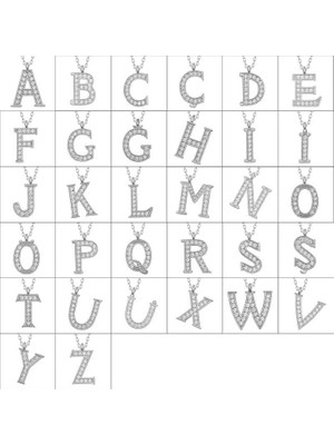 925 Ayar Gümüş Rodyum Kaplama D Harfi Kadın Gümüş Kolye