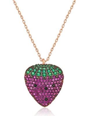 925 Ayar Gümüş Çilek Kadın Gümüş Kolye