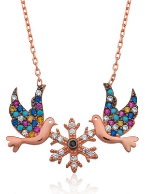 925 Ayar Gümüş Aşk Kuşları Kadın Gümüş Kolye