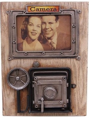 Dekoratif Metal Çerçeve Fotoğraf Makinesi Dekorlu Hediyelik