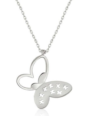 925 Ayar Gümüş Kelebek Kadın Gümüş Kolye