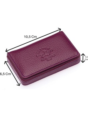 Westpolo Hakiki Deri Unisex Tek Bölmeli Kartlık - Mürdüm