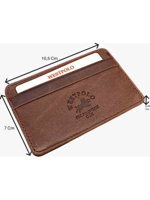 Westpolo Eskitme Hakiki Deri Unisex Ince Kartlık - Kapuçino