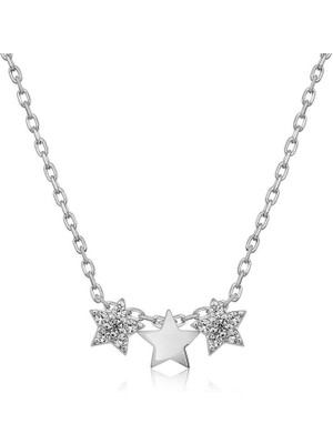 925 Ayar Gümüş Üç Yıldız Kadın Gümüş Kolye