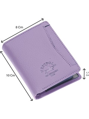 Westpolo Darius Bol Şeffaf Kartlık Bölmeli Unisex Hakiki Deri Cüzdan Kartlık - Lila