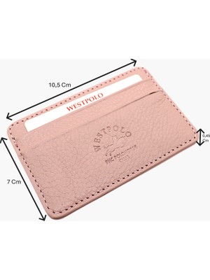 Westpolo Hakiki Deri Unisex Ince Kartlık - Pudra
