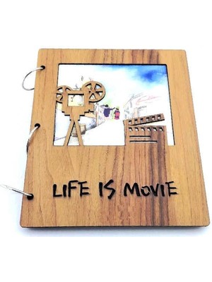 Albüm Ahşap Kapaklı Dikey Temalı Dekoratif Hediyelik