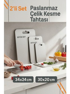 Mtemin 2 'li Set Paslanmaz Çelik Kesme Özel Yapım Yüzey Üst Düzey Kalite