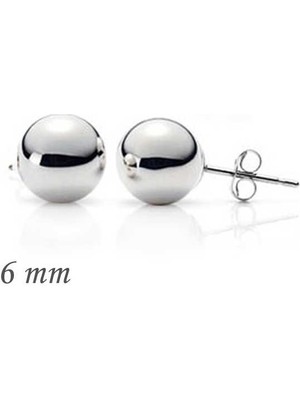 925 Ayar Gümüş Top Küpe - 6 mm