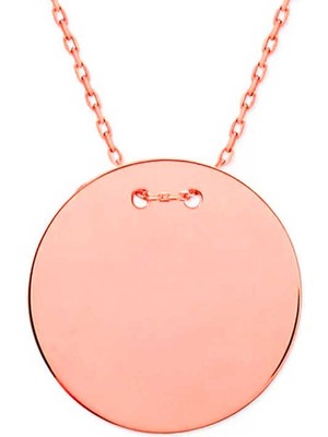 925 Ayar Gümüş Rose Yuvarlak Plaka Kolye