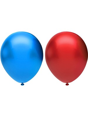 Feyza Design Metalik Balon Seti 30 Adet Koyu Mavi ve Kırmızı