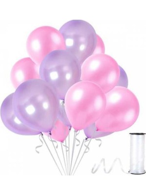 Feyza Design Pembe ve Lila Metalik Balon 30 Adet - Düz Balonlar
