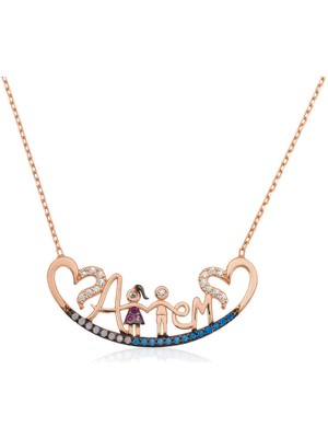 925 Ayar Gümüş Annem Yazılı Kadın Gümüş Kolye