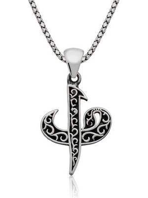 925 Ayar Gümüş Elif Vav Erkek Gümüş Kolye